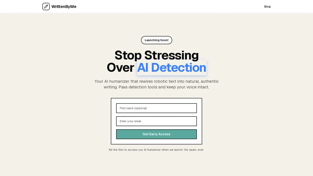 WrittenByMe AI tool screenshot