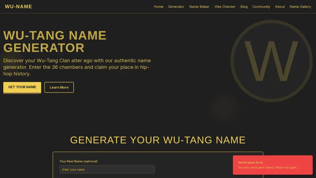 Wu-Tang Name Generator website