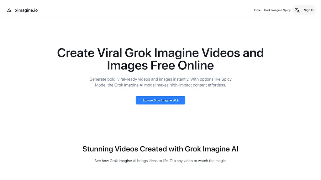 XImagine.io AI tool screenshot
