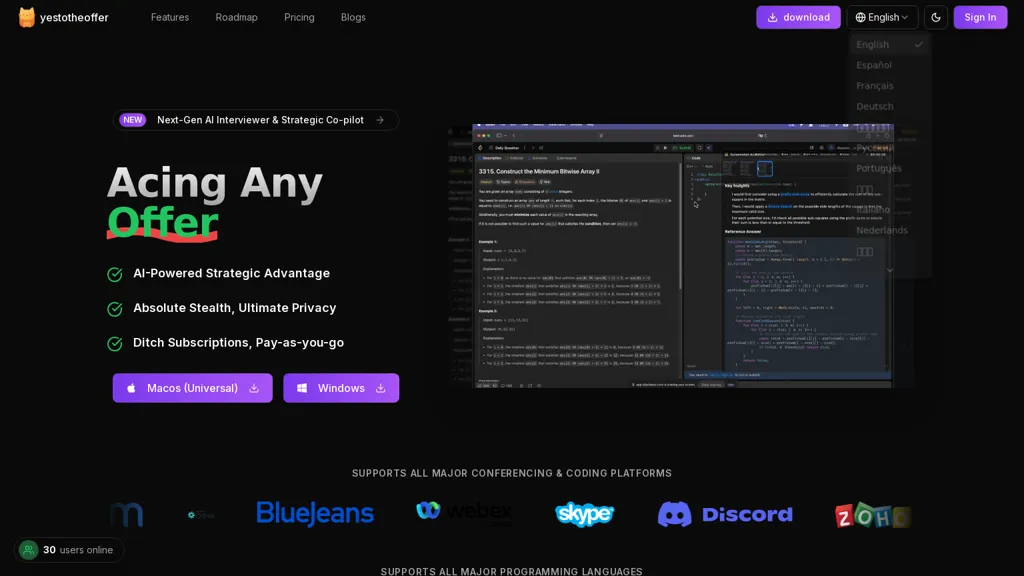 YesToTheOffer AI tool screenshot
