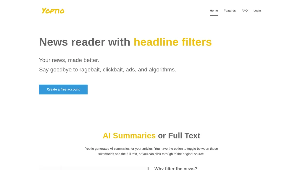 Yoptio AI tool screenshot