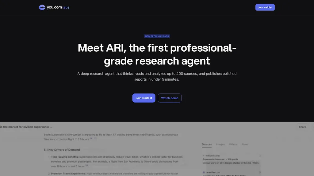 ARI - Research Agent website