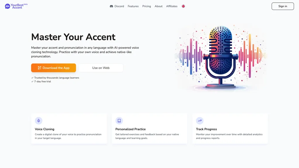 YourBestAccent.com AI tool screenshot