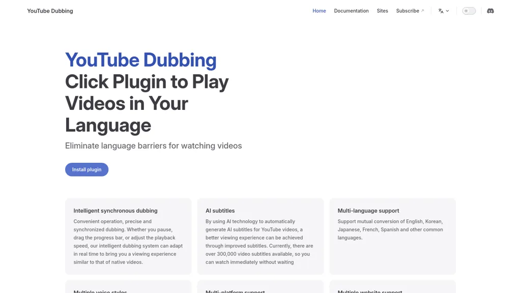 YouTube Dubbing AI tool screenshot