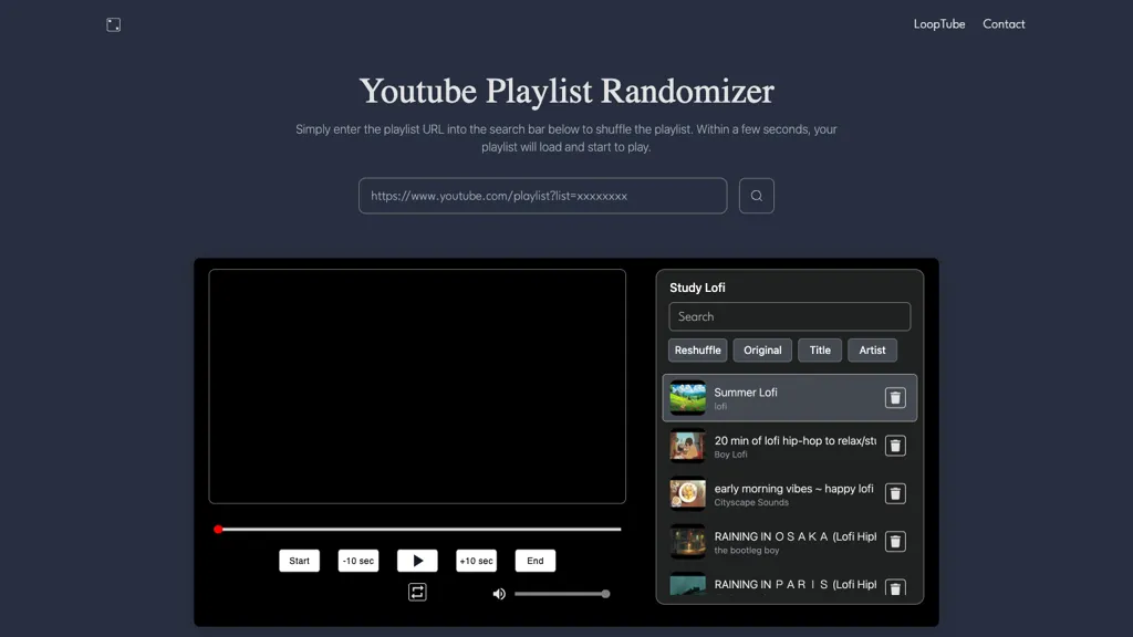 Youtube playlist randomizer website
