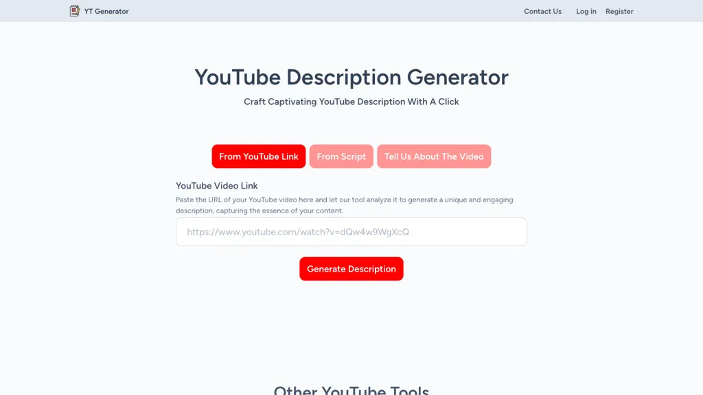 YT Generator website