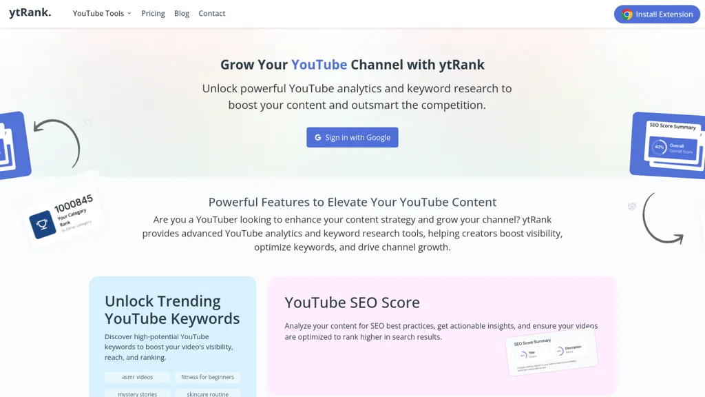 ytRank AI tool screenshot