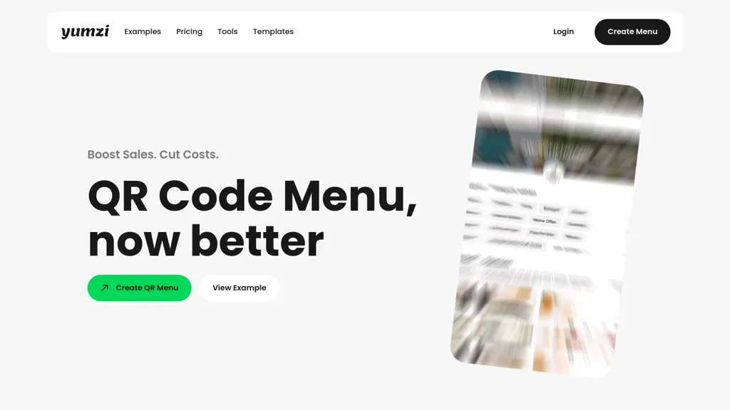 Yumzi - Smart Menus website