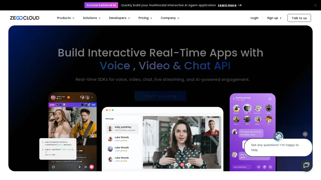 ZEGOCLOUD Conversational AI AI tool screenshot
