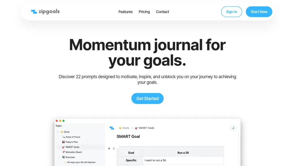 Zipgoals website